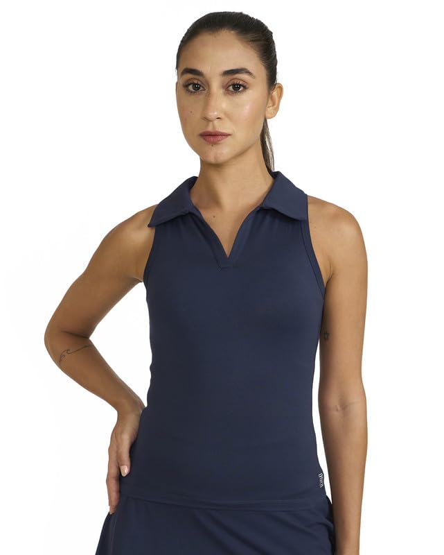 Polo Neck Tank Top with in Built Sports Bra | Lightweight Tank Top | Women's Halter Neck Crop Top | Sports Textured Activewear Top | Quick Drying & Breathable Fabric | Gym Wear Workout Top-image-16