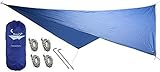 Krazy Outdoors Hammock Rain Fly - Extra Strong Rain Tarp with 70D Polyester Ripstop Quality - Strong Ropes and Pegs & Carrying Pouch - Protects Hammock from Sun, Provides Shade (Blue)