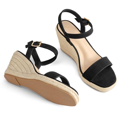 mysoft Women's Platform Espadrille Wedge Sandals Square Open Toe Ankle Strap Buckle Casual Summer Dressy Sandals4