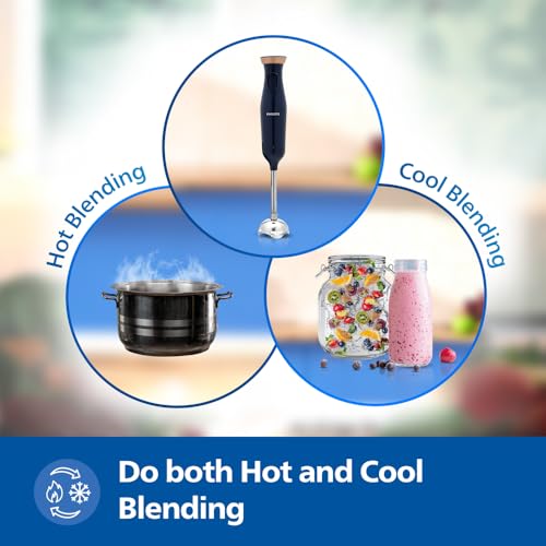 Image of PHILIPS HL1683 /00 Hand Blender | Powerful 300W Motor | with Rust free steel arm | Easy single trigger operation | Specially designed blades | Wall bracket for easy storage, 2year warranty Blue & White