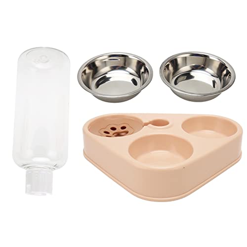 YYALYYON - Cuencos triples para gatos, bebedero automático de acero inoxidable, juego 3 en 1 para comida y agua para mascotas con base antideslizante para gatos y perros