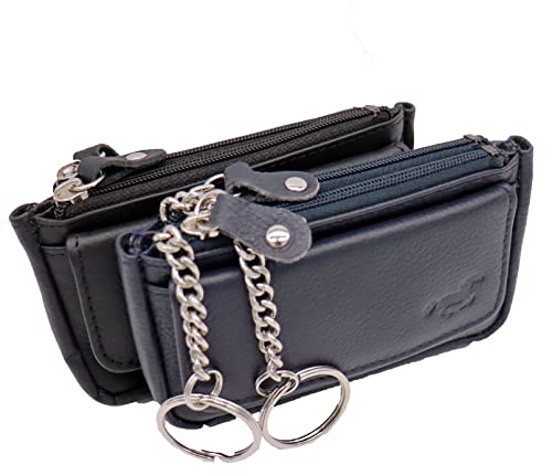 Safekeepers Schlüsseltasche - Schlüsseletuis, Münzbörse 2 Reißverschluss Fächer Schlüsseltasche - aus echtem Leder (schwarz, 2) Cover