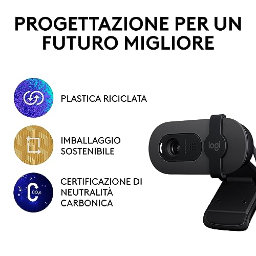 Brio 100 Full HD per riunioni e streaming, bilanciamento automatico illuminazione, microfono integrato, copriobiettivo, USB-A per Microsoft Teams, Google Meet, Zoom ecc - Grafite - Webcam - Immagine 11