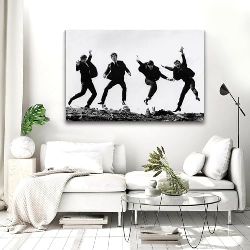 REOTTO Poster décoratif sur toile The Beatles Rock Star classique et artistique pour chambre à coucher (50 x 75 cm) - Les Beatles, Paul McCartney, John Lennon, RIngo Starr, George Harrison REOTTO Poster décoratif sur toile The Beatles Rock Star classique et artistique pour chambre à coucher (50 x 75 cm) – Image 6
