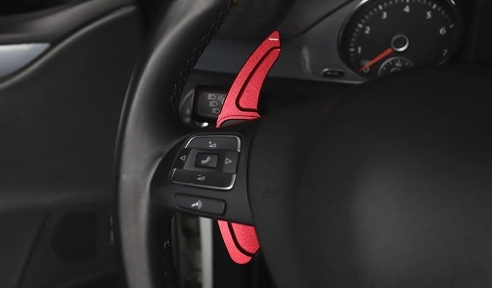 iJDMTOY Red CNC Billet Aluminum Larger Paddle Shifter Extensions Compatible with Volkswagen MK6 Golf CC Beetle Jetta