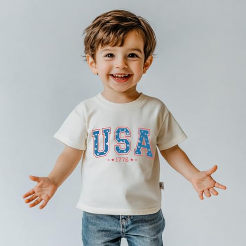 Kids Patriotic 4th of July Shirt - Funny Red White and Blue T-Shirt for Boys Girls 2-8 Years3