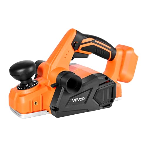 VEVOR Rabot Électrique sans Fil Largeur Coupe 82 mm Raboteuse à Bois à Main 15000 tr/min Moteur sans Balais Profondeur Coupe Réglable pour Travail Bois, Compatible...