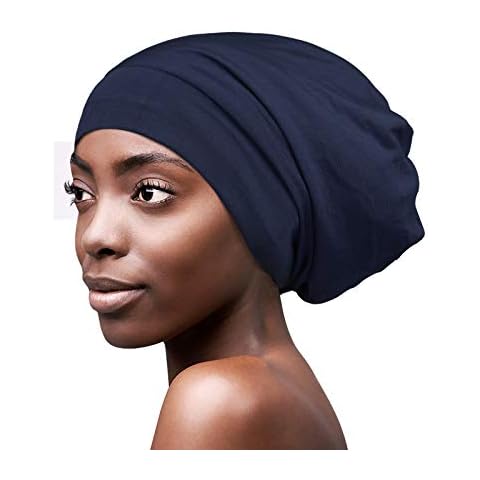 FocusCare Satin Cap Women Sleeping Curly Hair Navy Cover