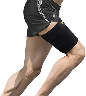Adjustable Hamstring Support, Heated Thigh Brace Thigh Support Brace with Anti-Slip Straps, Thigh Compression Support for Sprains, Strains, Bruised, Strained Muscles