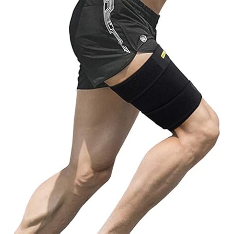 Oberschenkelbandage Muskelfaserriss, Oberschenkel Bandage Kompression mit Klettverschluss Neopren Verstellbar Kompressions-Ärmel für Oberschenkel und Ischiasnerven Schmerzlinderung, Rehabilitation Cover