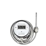 Digital Stainless Steel Thermometer Digital Display Thermometer Waterproof Probe Temperature Gauge for Cooking Industrial Use(2m NoThread)