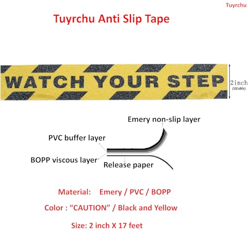 Image of Anti Slip Tape 2 Inch Wide, Waterproof Grip Adhesive Heavy Duty High Traction Friction for Indoor /Outdoor Steps (17 Ft /Watch).