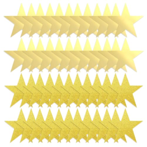 AIRTILY 48 Carte Dorate con Decorazione A Stella, Scena di Scena, Decorazione, Taglio della Carta Glitter Creativa, Lettera Fai -da -Te, Festival del Matrimonio -Coreazione.
