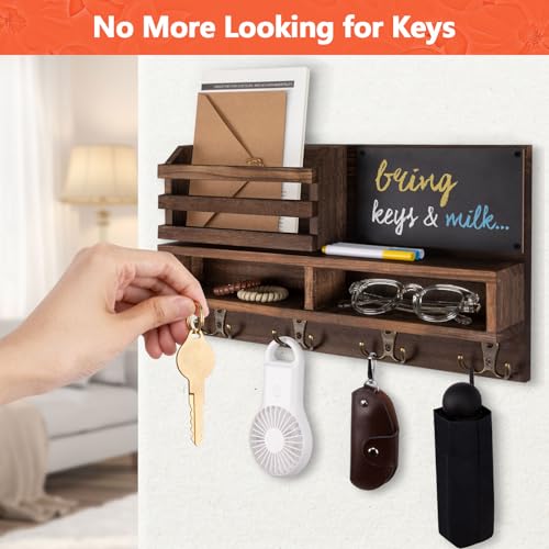 Key-Holder-for-Wall-Wall-Mounted-Mail-Holder-Wooden-with-Shelf-3-Liquid-Chalks-Chalkboard-Mail-Sorter-Organizer-Rustic-Home-Decor-Entryway-Living-Room-1598W-x-91H-x-33D-Brown