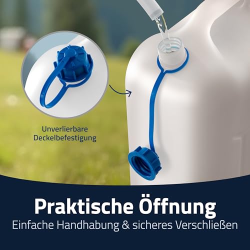 hünersdorff Wasserkanister ECO mit Auslaufrohr und unverlierbarer Deckelverschraubung, 22 L (mit Rohr), White