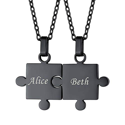 Custom4U Personalized Gold BFF Necklace for 3 Pcs Split Heart Matching Friendship Couple Necklaces 14k Gold Plated 925 Sterling Silver Pendant Custom Gifts for Best Friend Women 3.3-Puzzle-S