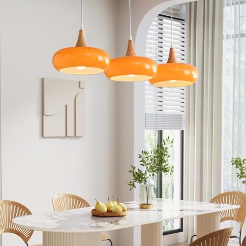 Suspension milieu du siècle en verre orange pour salon et chambre