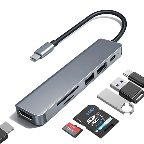 Zeeorymn Hub USB C 6 en 1 Adaptateur multiport USB-C 2.0 Ports USB 3.0 5Gbps/Lecteur de Carte SD/TF pour MacBook Pro 2020 MacBook Air 2020 Huawei Matebook ChromeBook Pixel Tablette USB Type C