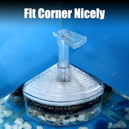 Image of AQUANEAT Aquarium Air Driven Corner Sponge Filter, for Fry Shrimp Nano Fish Tank, with Multi Kinds of Filter Media (Small)