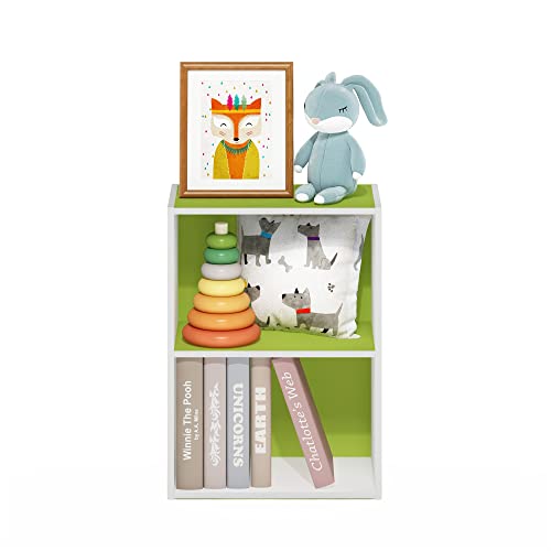 Image of Furinno Luder Bookcase / Book / Storage, Green /White, 2-Tier