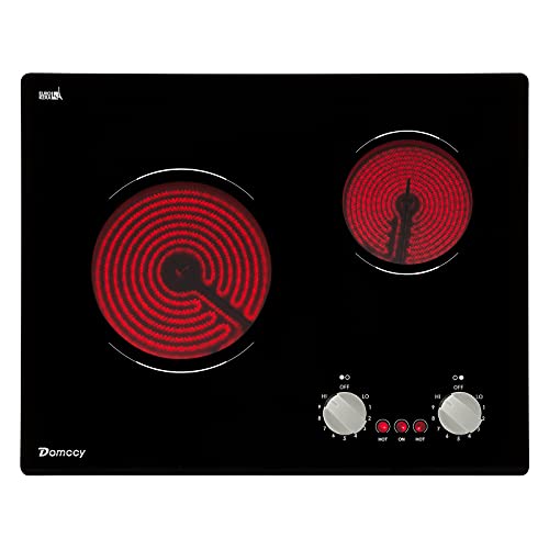 2 Burner Drop in Electric Cooktop 21'' x 17" 3700W Double Electric Stove Top, Hard Wire Ceramic