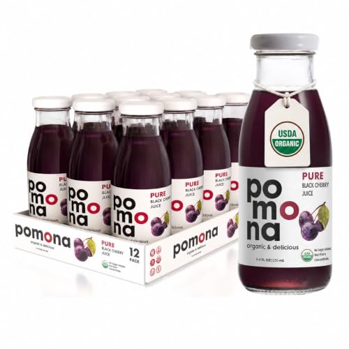 Pomona Organic Pure Black Cherry Juice, No Sugar Added, 12-pack
