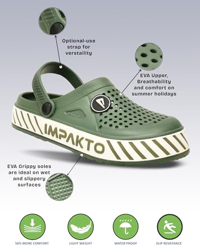 Image of Impakto Slide Wave Comfortable Classic Ultra Soft Daily Used, Lightweight with Adjustable Back Strap Design Clog & Slippers for Men's & Boy's