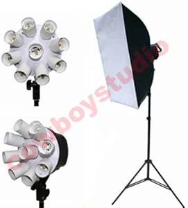 CowboyStudio Single 1800 W Continuous PhotographyStudio and Video Light Kit with 9 Head Light Socket and 9 Photo Bulbs