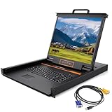  Kinan LS1901 Support en rack KVM, clavier et pavé tactile, port unique VGA KVM avec écran LCD 19\