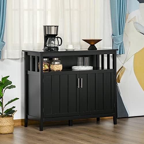 Homcom Sideboard Buffet Cabinet, Kitchen Cabinet, Coffee Bar Cabinet With 2 Doors And Adjustable Shelves For Entryway Living Room, Black #TOP3