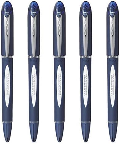 UNI- BALL JET STREAM SX-217 0.7 MM ROLLER BALL PEN IN BLACK & BLUE INK COLOURS (PACK OF 5) (BLACK)
