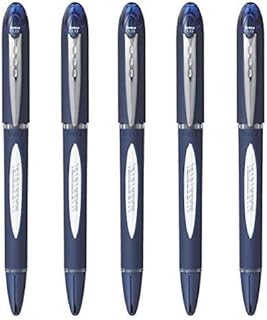 UNI- BALL JET STREAM SX-217 0.7 MM ROLLER BALL PEN IN BLACK & BLUE INK COLOURS (PACK OF 5) (BLACK)