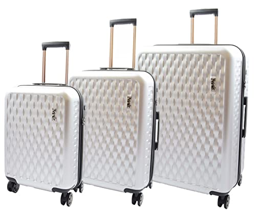 Valise de voyage Macau House Of Leather lot de 3 bagages rigides argentés à 8 roues