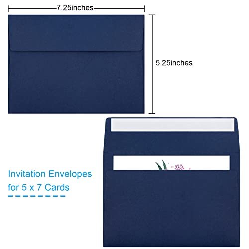 Image of 50 Packs 5x7 Envelopes A7 for Invitations, Printable Invitation Envelopes Self Seal for Weddings, Invitations, Photos, Greeting Cards, Mailing (Navy Blue)