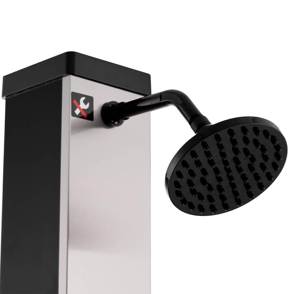 Home Deluxe - Douche Solaire Olymp - Réservoir d'eau de 40 l, Douche de Pied intégrée, PVC, Nickel brossé/Noir, Montage Facile I Douche de Jardin Douche extérieure Douche Solaire Jardin Douche