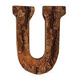 Anawakia Lettres en bois A B C D E F G H I J K L M N O P Q R S T U V W X Y Z Vintage Écorce de bois massif chiffres & 0 1 2 3 4 5 6 7 8 9 Retro DIY Décoration (U)