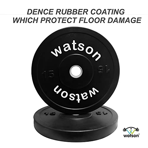 Image of WATSON Dumbbell Plates, 30Kg(15Kgx2) 28mm Bumper Weight Plates With 2 Inch Metal Insert, Strength Training Barbell Weights for Home Gym Workouts