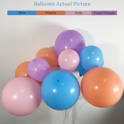 Image of 119Pcs Blue Peach Balloon Garland Arch Kit with Pastel Purple, Pink, Daisy Flower Balloons, Perfect for Girls' Birthday Decorations, Puppy-Themed Party Supplies, Dog Party