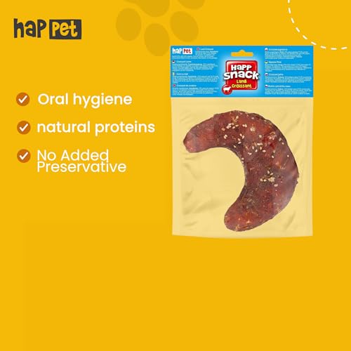 HAPPET Hundegröße - Croissant mit Lamm 12 cm - 1 Stück - natürlicher Zahnbeißring aus Lammfleisch und Rindleder, gesunder Snack zur Unterstützung der Zahnhygiene