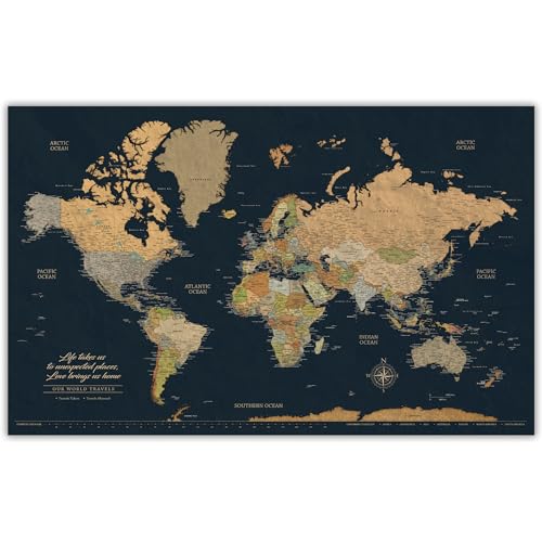 HolyCowCanvas Personalized Push Pin World Map