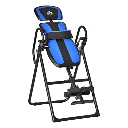 HOMCOM Tabla de Inversión Plegable con Ruedas, Altura Ajustable 140-203 cm, Banco de Inversión con Cinturón de Seguridad y Soporte de Lumbar, para Aliviar Espalda y Mejorar la Circulación