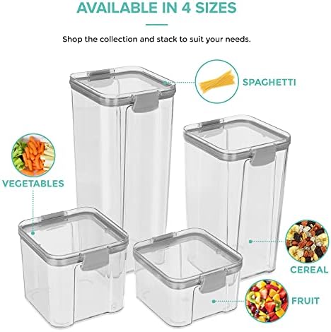 LIVIVO 2pc Stacking Airtight Food Storage Containers Set Space-Saving Tubs for Organising Cereals, Pasta, Rice Lunch Snack Box Kitchen BPA Free Kitchen Organiser (1800ml)