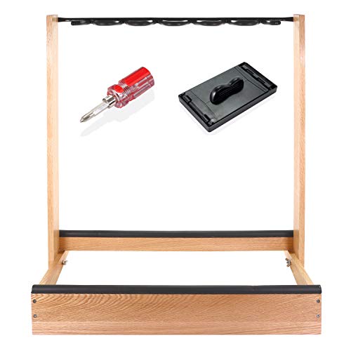 Saintfield Studios - Soporte de madera para guitarras eléctricas, acústicas o bajos - Soporte de almacenamiento para guitarra múltiple de roble macizo - Completo con limpiador de cuerdas