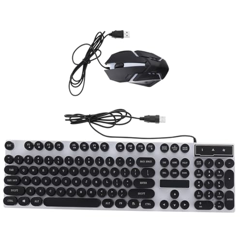 Yardenfun Ensemble Clavier Et Souris De Jeu Ergonomiques Rétroéclairés 2pcs pour Bureau Et Maison Noir Touches Suspendues Confortables