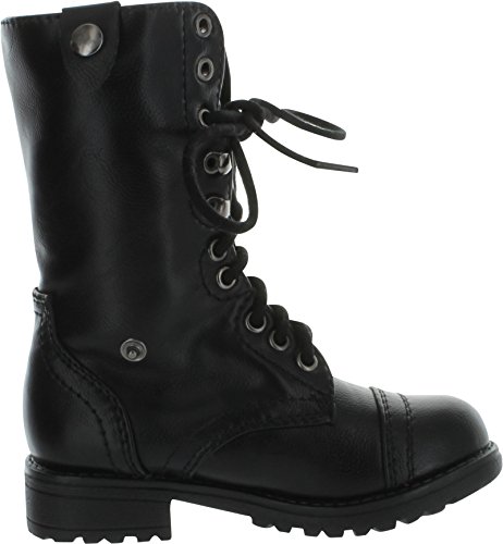 Happy Soda Oralee IIS Little Girls Military Lace-Up Fold Over Combat Boots2