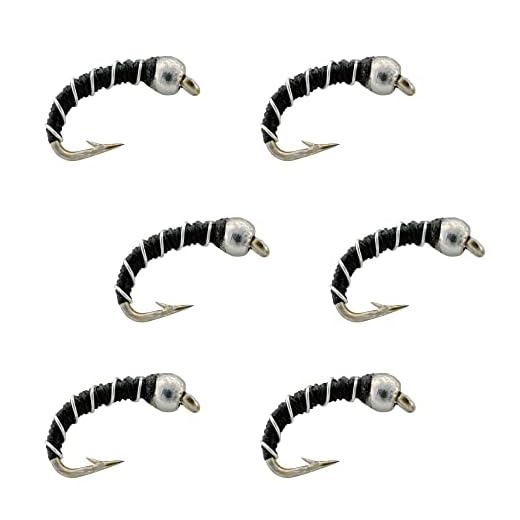 Thor Outdoor Zebra Midge Eco Pack - 6 Pc Black, Hook Size #18 - Nymph Fly Set - Wet Fly Fishing Flies for Trout, Bluegill, and Other Panfish