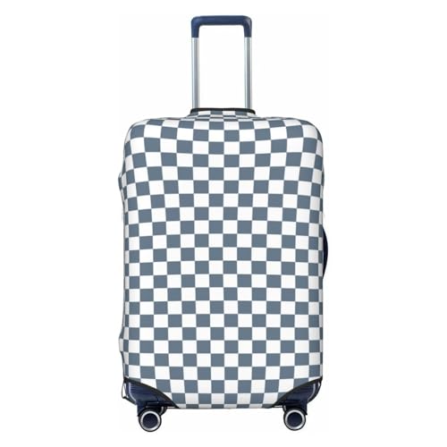 Luggage Cover Protector - Gray White Square Plaid Print Fit 29-32 Inch Suitcase Covers for Luggage