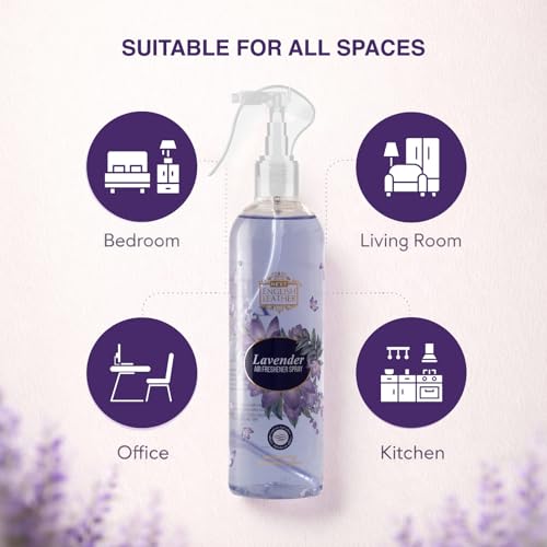 Image of Next Care English Leather Lavender Air Freshener Spray for Home, Car & Office - 200 ml | Long Lasting Room Freshener with Natural Lavender Fragrance | Gas-Free Deodorizer for Indoor Spaces