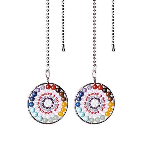 Image of LONGSHENG Mandala Beads Tree of Life Fan Pull Chain Fan Light Replacement Extender Pull Chain, Pack of 2