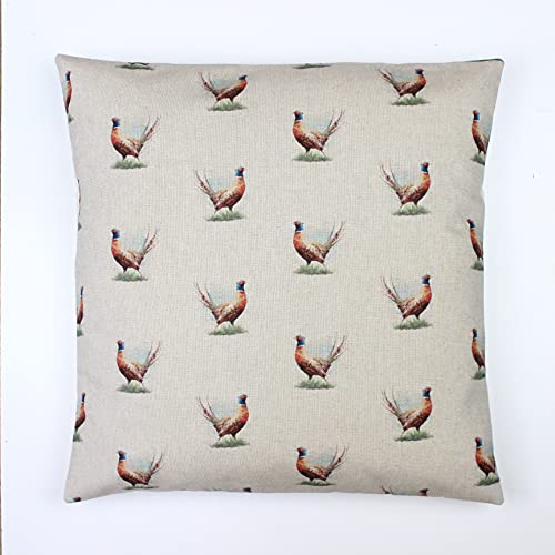 Image of Harrison Cropper Country Animal Print Cushion Cover Stags Hare Cow Pig Pheasant Duck (Pheasants, 16")